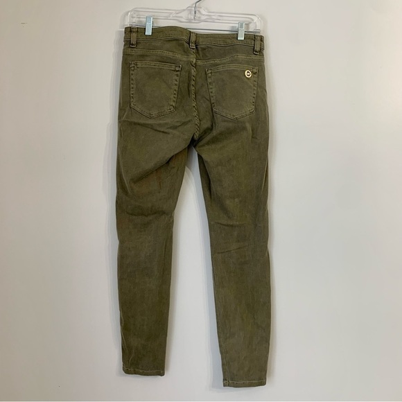 𝅺MICHAEL Kors Izzy Skinny Jeans Safari Green With Gold Woman’s pants Size 4 - Picture 2 of 6